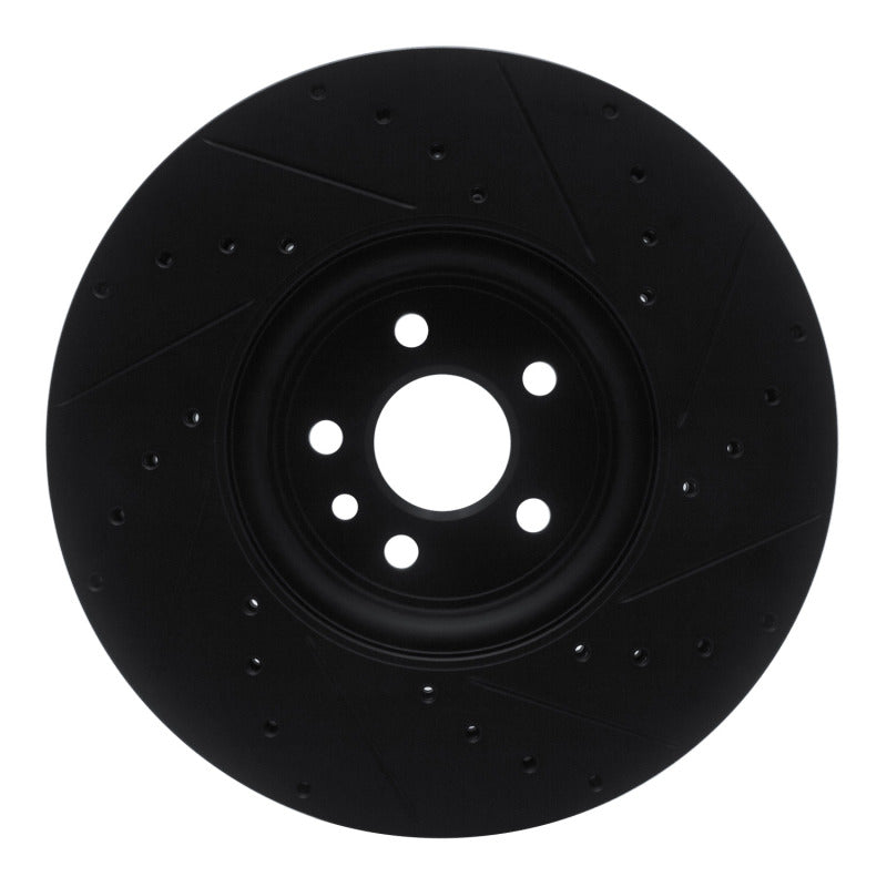 R1 Concepts R1 2017-2020 Jaguar F-Pace Front Left Drilled & Slotted Black Brake Rotor