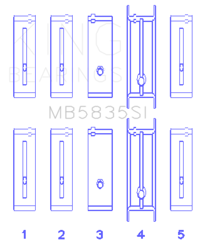 King Engine Bearings Chevrolet 121Ci/Ln2 134Ci Housing Bore +.002 (Size +1.0mm) Main Bearing Set