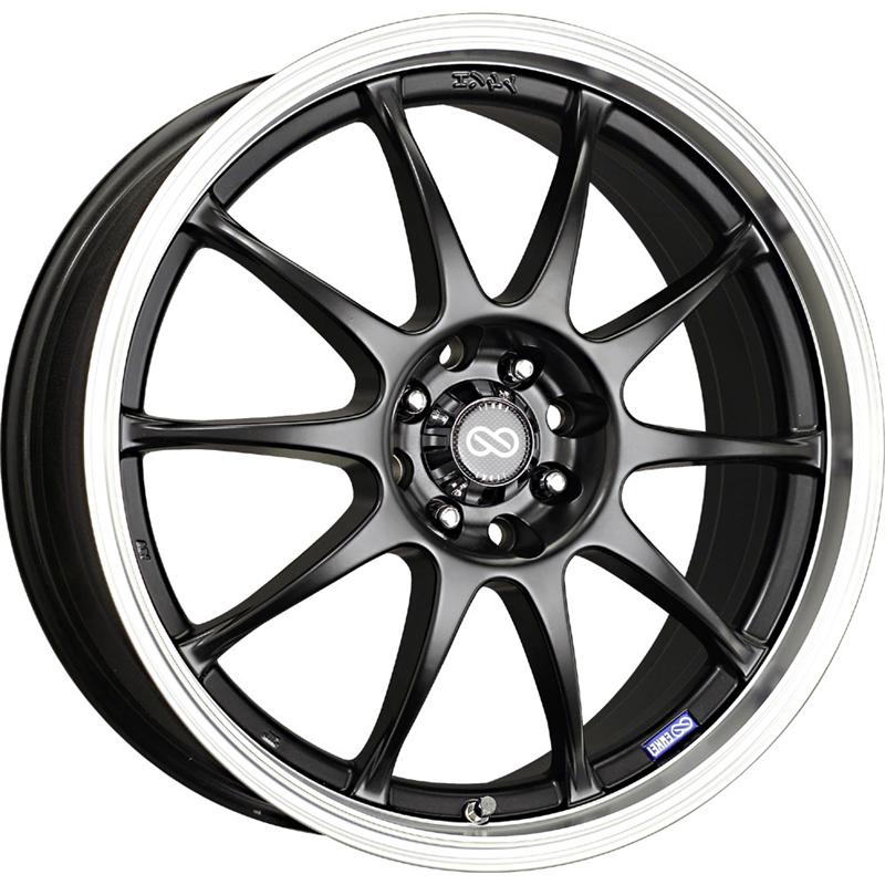 Enkei J10 16x7 4x100/108 42mm Offset 72.62mm Bore Dia Matte Black w/ Machined Lip Wheel