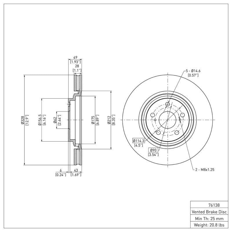 DFC 08-21 Lexus NX200T Front Brake Rotor