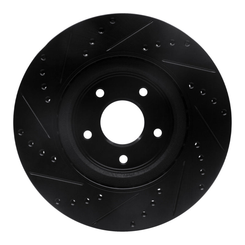 R1 Concepts R1 2013-2025 Infiniti Q60 Front Right Drilled & Slotted Black Brake Rotor