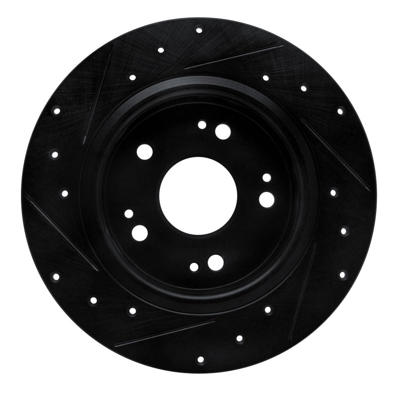 R1 Concepts R1 16-16 Honda CR-Z Rear Right Drilled & Slotted Black Brake Rotor