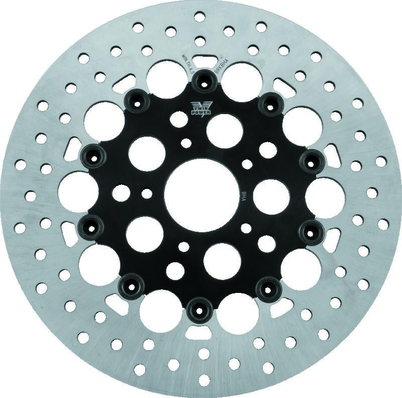 TwinPower Twin Power 84-17 Big Twin Exc 11.8 and Lug Mount 84-13 XL Front 11.5 Floating Rotor W/Holes Black