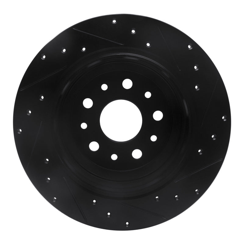 R1 Concepts R1 18-25 Jeep Wrangler Rear Left Drilled & Slotted Black Brake Rotor