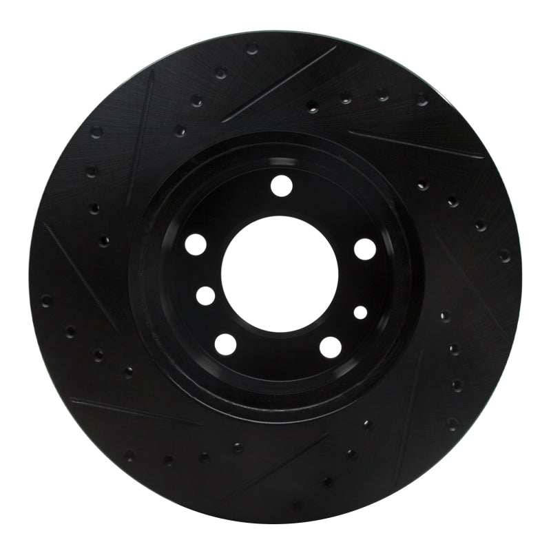 R1 Concepts R1 87-95 BMW 735IL Front Right Drilled & Slotted Black Brake Rotor