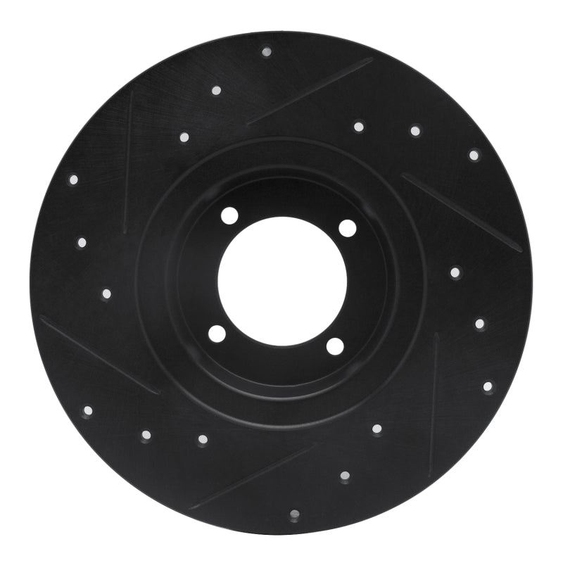 R1 Concepts R1 62-80 MG MGB Front Right Drilled & Slotted Black Brake Rotor