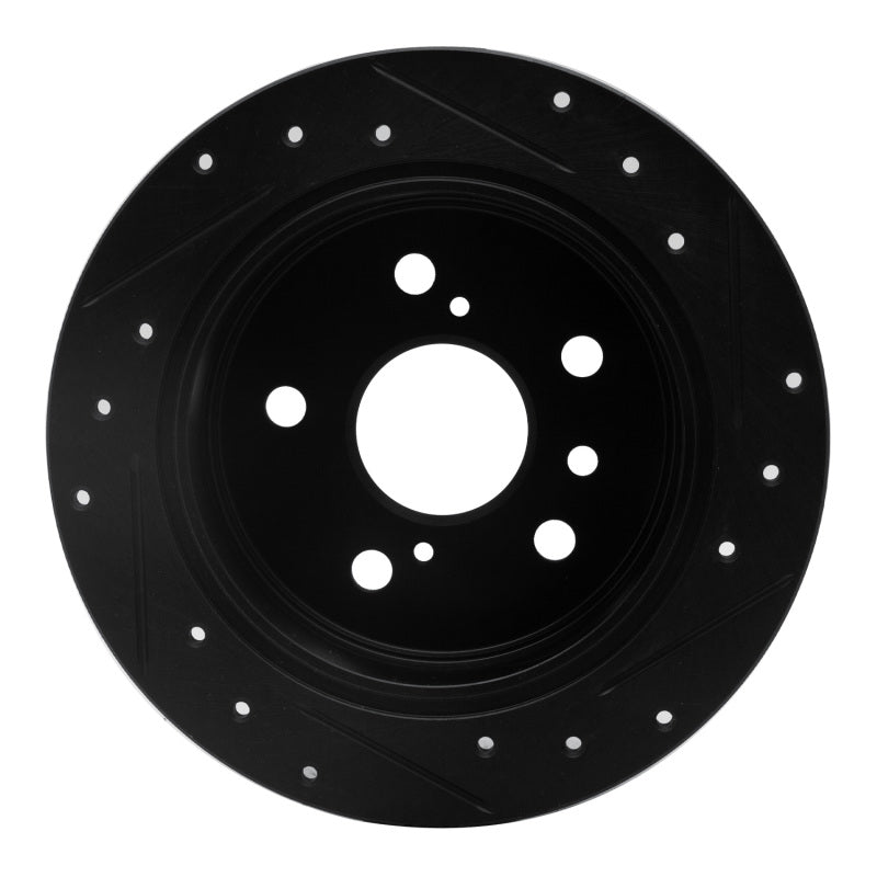 R1 Concepts R1 92-03 Lexus ES300 Rear Left Drilled & Slotted Black Brake Rotor