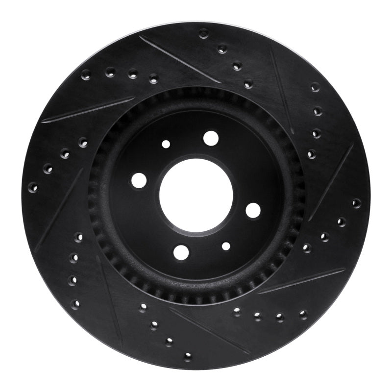 R1 Concepts R1 12-23 Hyundai Accent Front Left Drilled & Slotted Black Brake Rotor
