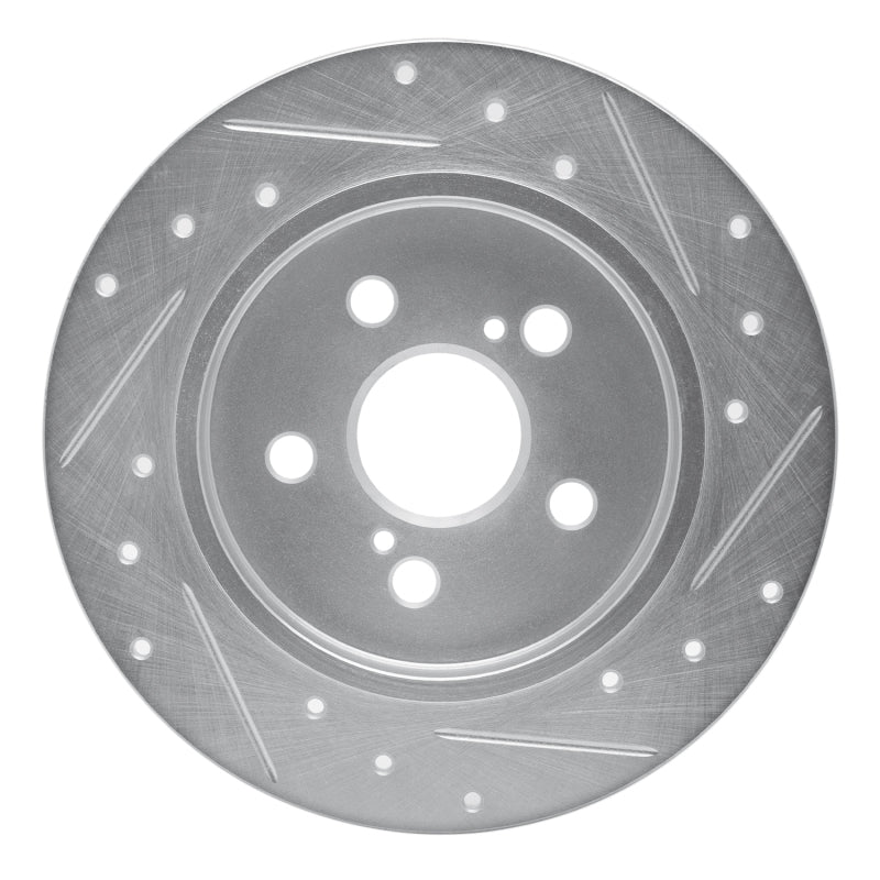 R1 Concepts R1 09-24 Lexus CT200H Rear Left Drilled & Slotted Silver Brake Rotor