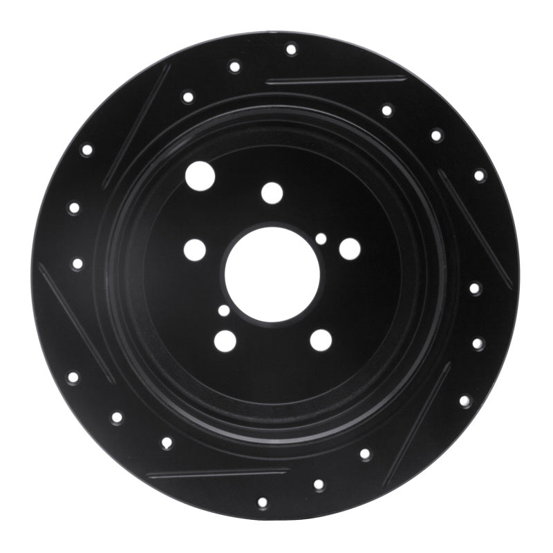 R1 Concepts R1 08-15 Subaru Outback Rear Right Drilled & Slotted Black Brake Rotor