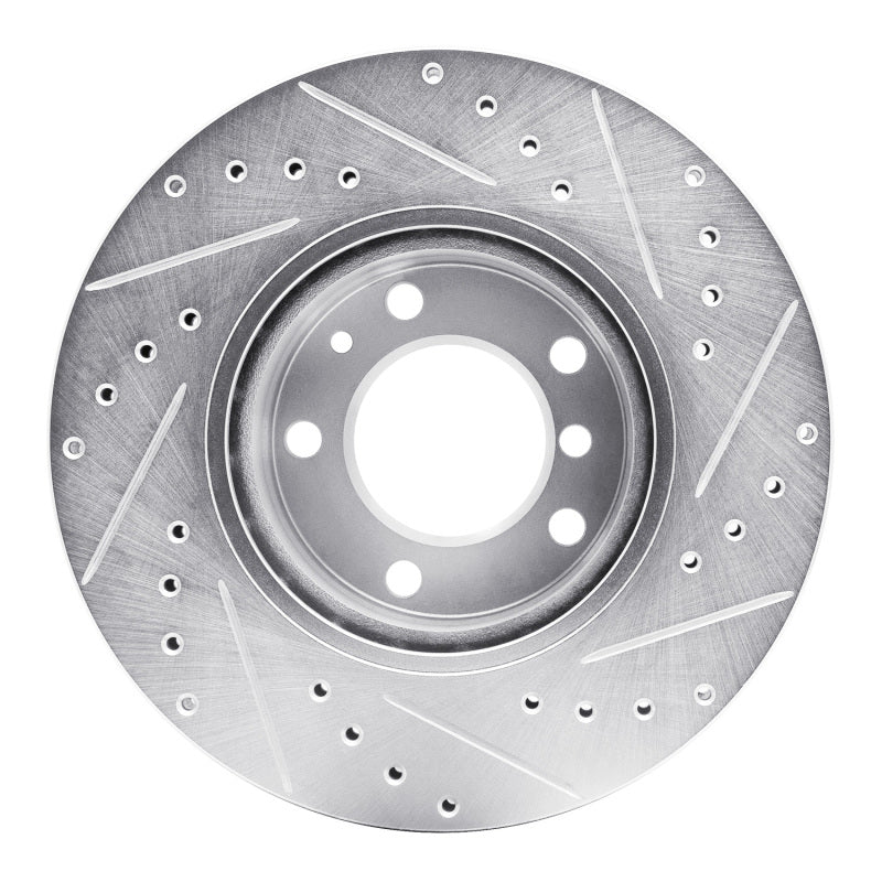 R1 Concepts R1 87-95 BMW 735IL Front Left Drilled & Slotted Silver Brake Rotor
