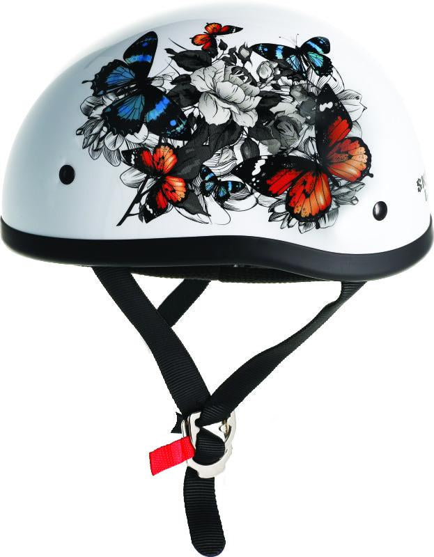 Bikers Choice Skid Lids White Rose Original Helmet- Medium
