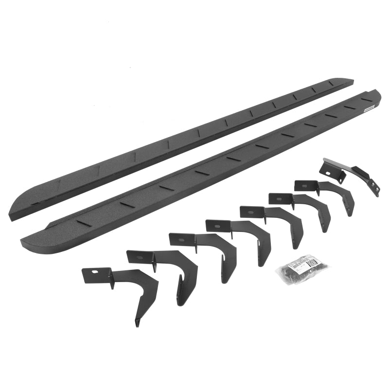 Go Rhino 15-22 GMC Canyon CC 4DR RB10 Slim Running Boards Kit (Incl. Brackets) - Bedliner Coating