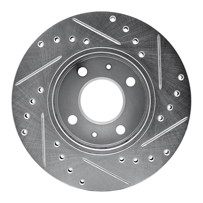 R1 Concepts R1 88-06 Nissan Sentra Front Left Drilled & Slotted Silver Brake Rotor