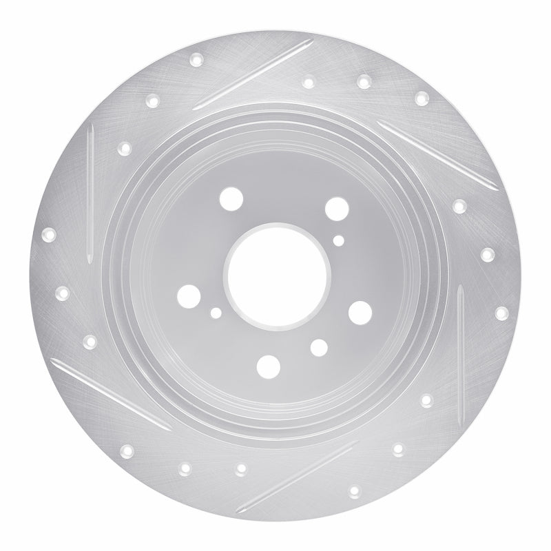 R1 Concepts R1 95-99 Toyota Avalon Rear Right Drilled & Slotted Silver Brake Rotor