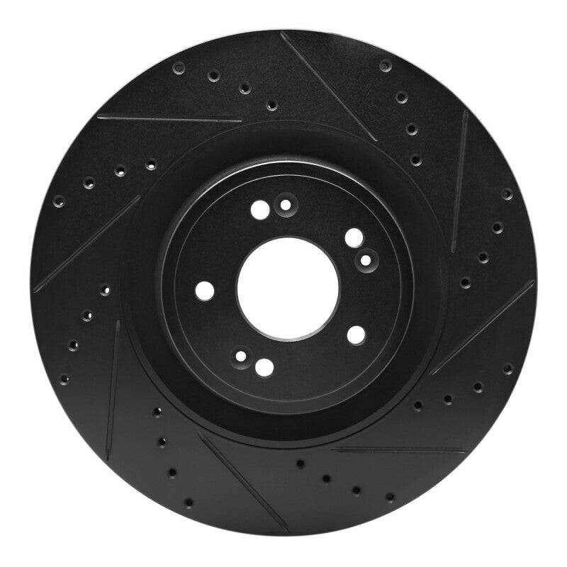 R1 Concepts R1 18-20 Genesis G80 Front Right Drilled & Slotted Black Brake Rotor