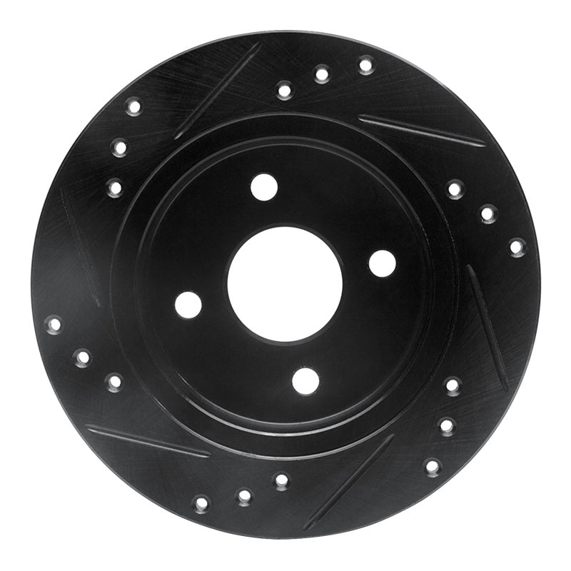 R1 Concepts R1 91-98 Saturn SL Rear Right Drilled & Slotted Black Brake Rotor