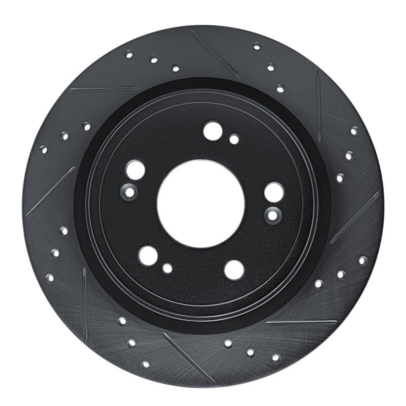 R1 Concepts R1 14-20 Acura RLX Rear Right Drilled & Slotted Black Brake Rotor