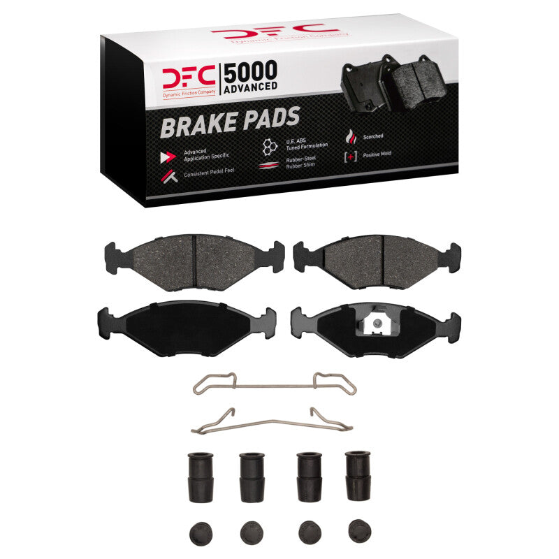 DFC 87-93 Volkswagen Fox Front 5000 Advanced Semi Metallic Brake Pads and Hardware Kit