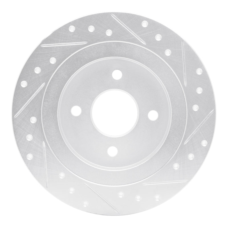 R1 Concepts R1 02-04 Ford Focus Rear Left Drilled & Slotted Silver Brake Rotor