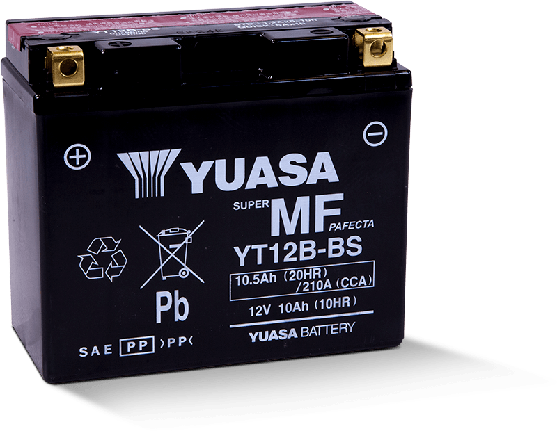Yuasa Battery Yuasa YT12B-BS Maintenance Free 12-Volt AGM Battery w/Bottle