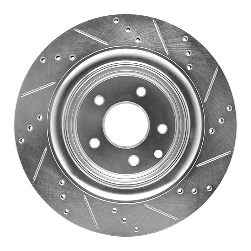 R1 Concepts R1 07-15 Infiniti G37 Rear Left Drilled & Slotted Silver Brake Rotor