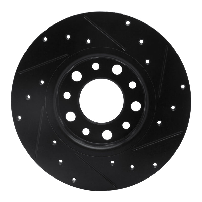 R1 Concepts R1 2014-2022 Chrysler 200 Rear Left Drilled & Slotted Black Brake Rotor