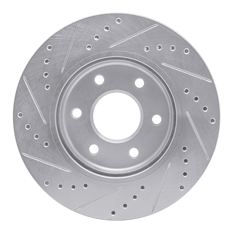 R1 Concepts R1 05-21 Nissan Frontier Front Right Drilled & Slotted Silver Brake Rotor
