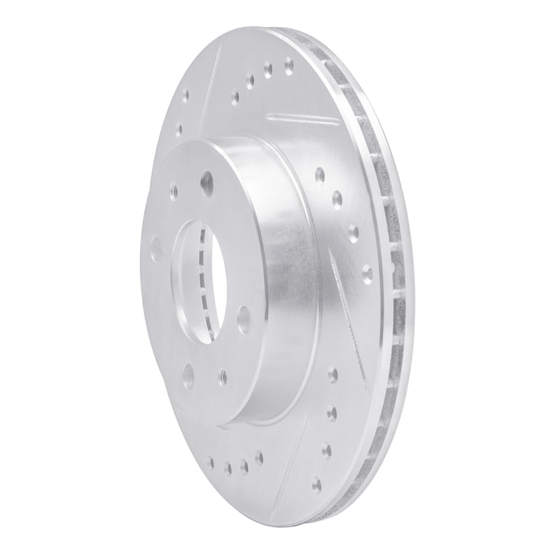R1 Concepts R1 95-00 Nissan Lucino (Mexico) Front Left Drilled & Slotted Silver Brake Rotor