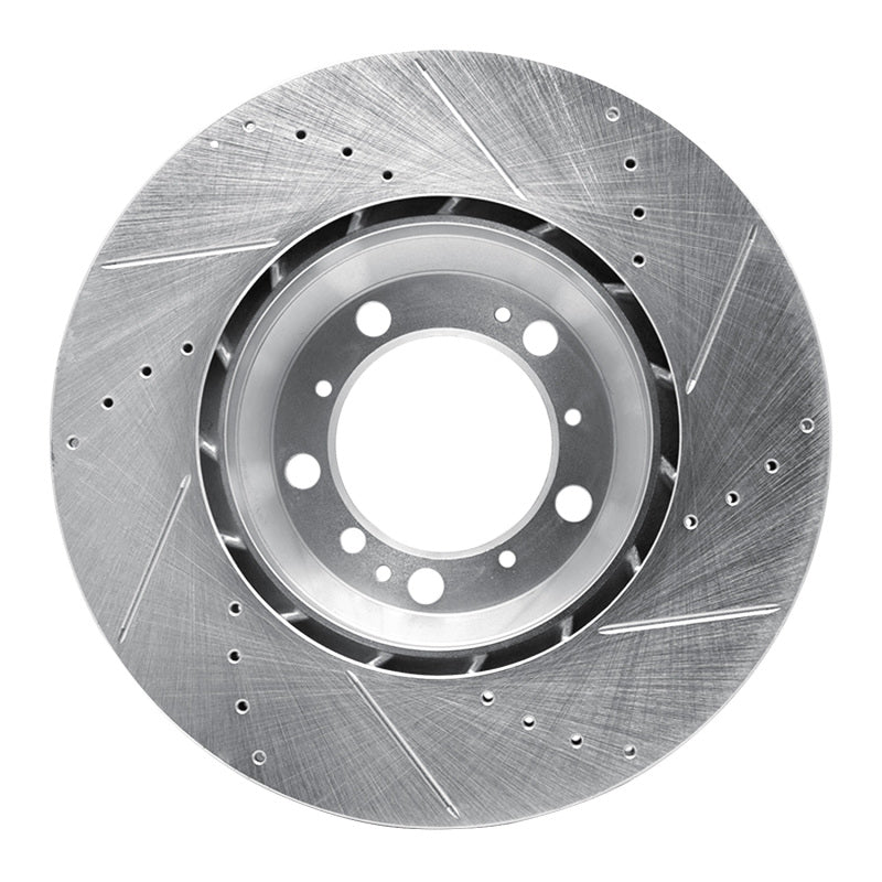 R1 Concepts R1 99-23 Porsche 911 Left Rear Drilled & Slotted Silver Brake Rotor