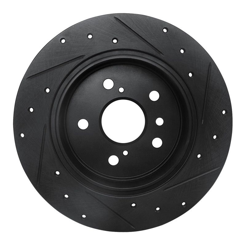 R1 Concepts R1 99-03 Lexus RX300 Rear Left Drilled & Slotted Black Brake Rotor