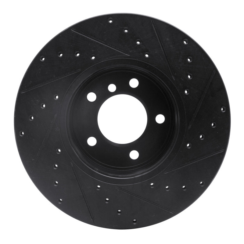 R1 Concepts R1 04-10 BMW 528XI Front Left Drilled & Slotted Black Brake Rotor