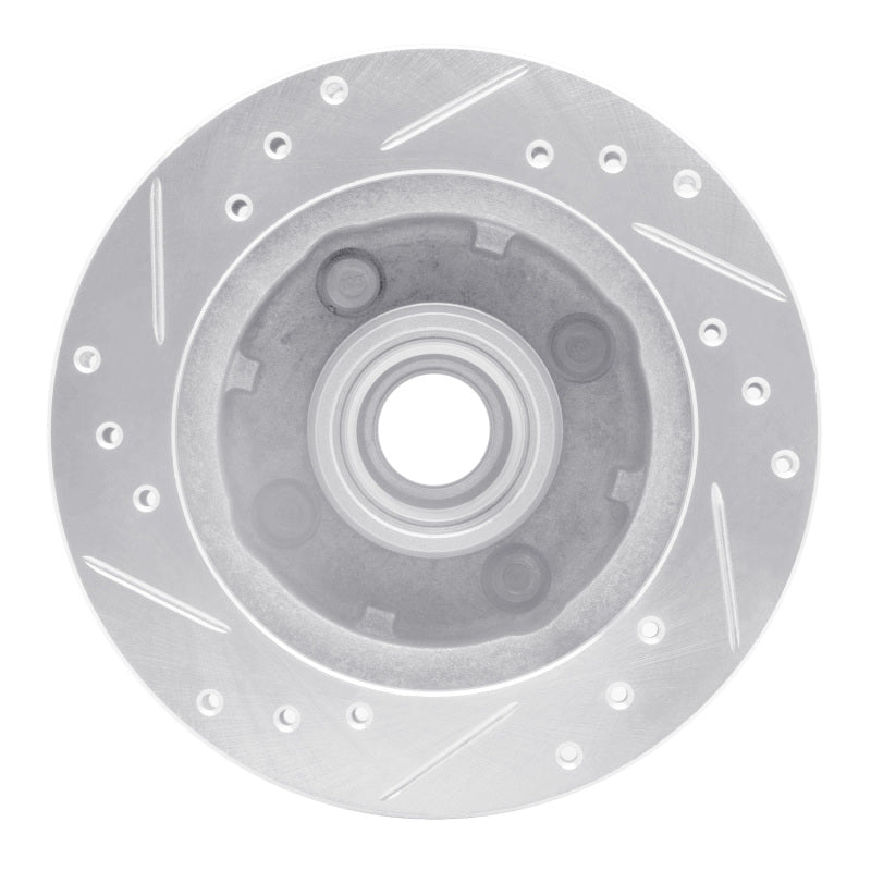 R1 Concepts R1 79-81 Ford Mustang Front Right Drilled & Slotted Silver Brake Rotor
