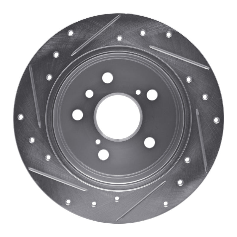 R1 Concepts R1 12-18 Lexus ES300H Rear Right Drilled & Slotted Silver Brake Rotor