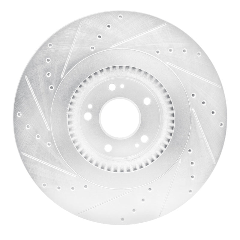 R1 Concepts R1 12-17 Genesis G80 Front Right Drilled & Slotted Silver Brake Rotor