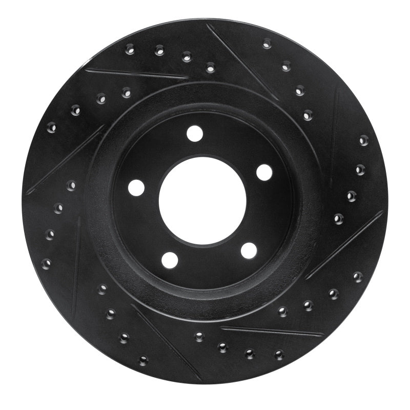 R1 Concepts R1 87-90 Dodge Dakota 4WD Front Left Drilled & Slotted Black Brake Rotor
