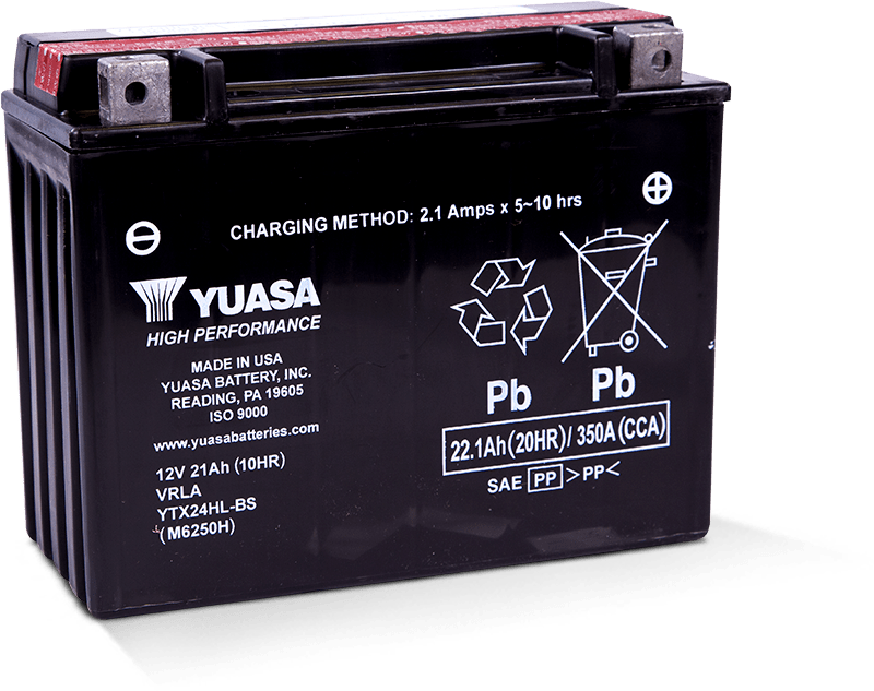 Yuasa Battery Yuasa YTX24HL-BS High Performance Maintenance Free AGM 12-Volt Battery w/Bottle