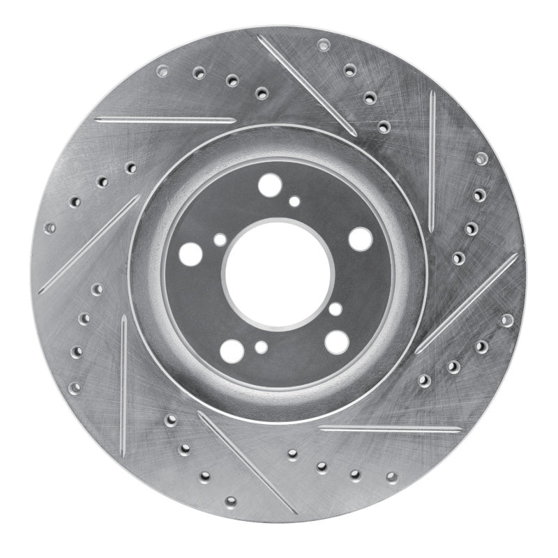 R1 Concepts R1 06-14 Honda Ridgeline Front Left Drilled & Slotted Silver Brake Rotor