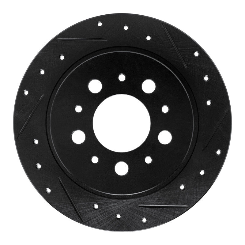 R1 Concepts R1 88-94 Volvo 760 Series Rear Right Drilled & Slotted Black Brake Rotor