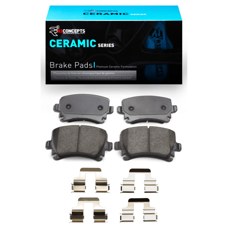 R1 Concepts R1 00-18 Audi A4 (Mexico) Rear Ceramic Brake Pads & Hardware Kit