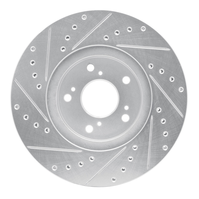 R1 Concepts R1 99-14 Acura TSX Front Right Drilled & Slotted Silver Brake Rotor