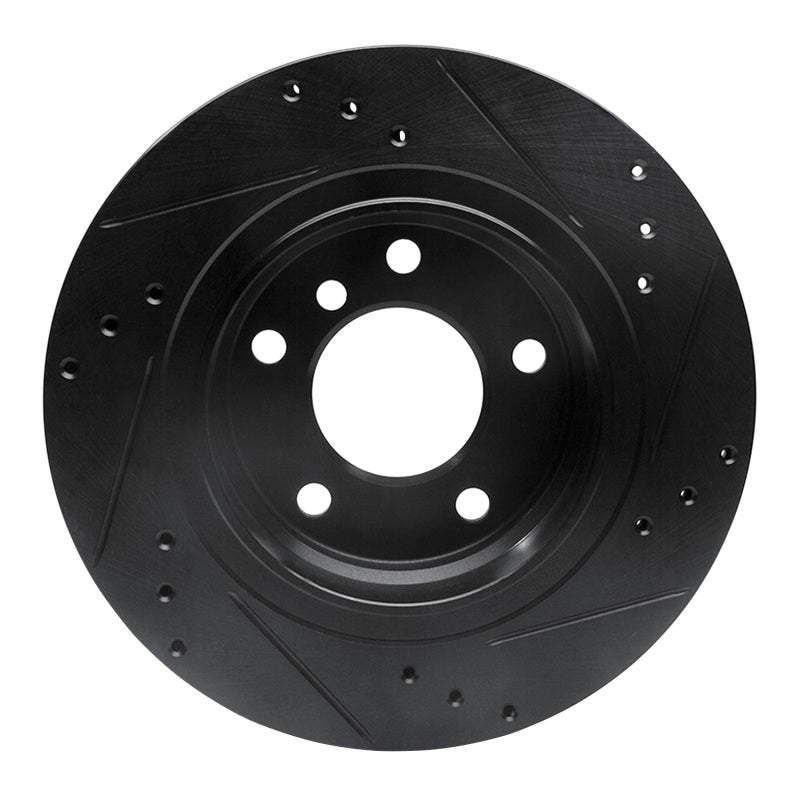 R1 Concepts R1 99-06 BMW 323I Rear Left Drilled & Slotted Black Brake Rotor