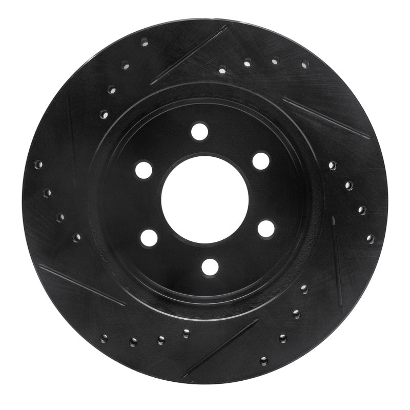 R1 Concepts R1 97-02 Dodge Dakota 4WD Front Right Drilled & Slotted Black Brake Rotor