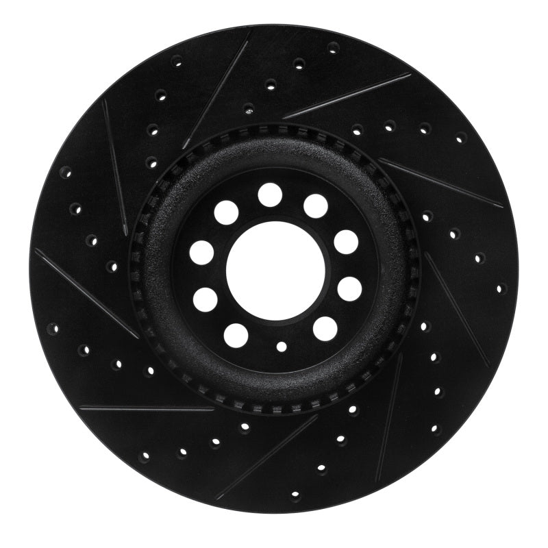 R1 Concepts R1 00-06 Audi TT Quattro Front Right Drilled & Slotted Black Brake Rotor