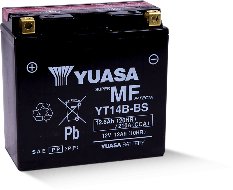 Yuasa Battery Yuasa YT14B-BS Maintenance Free 12-Volt AGM Battery w/Bottle
