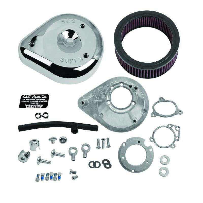 S&S Cycle 08-16 Touring Stock Bore Throttle By Wire Teardrop Air Cleaner Kit - Chrome