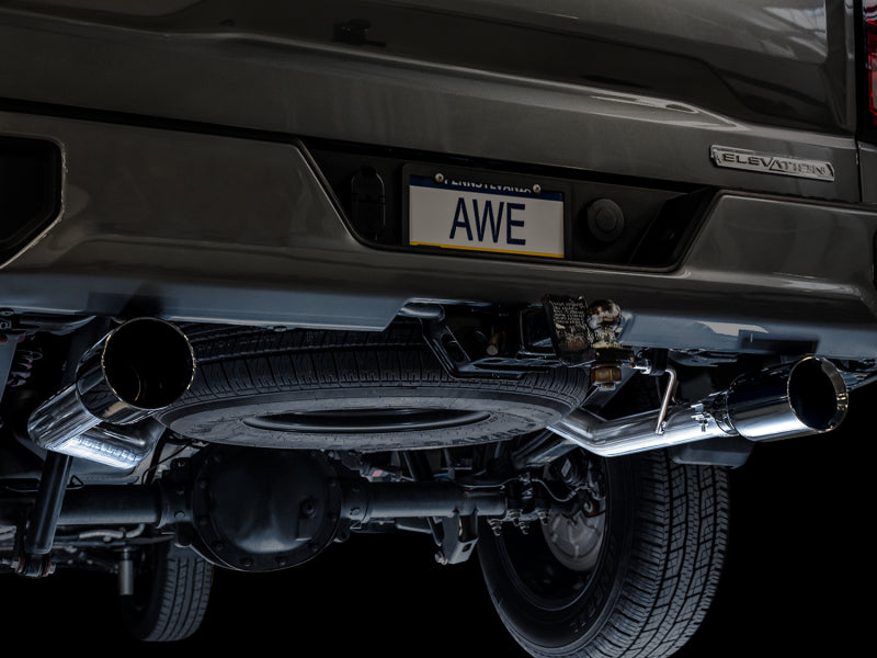 AWE Tuning 4th Gen GM 1500 5.3L 0FG Cat-Back Split Rear Exit (Flat Bumper) - Dual Diamond Tips