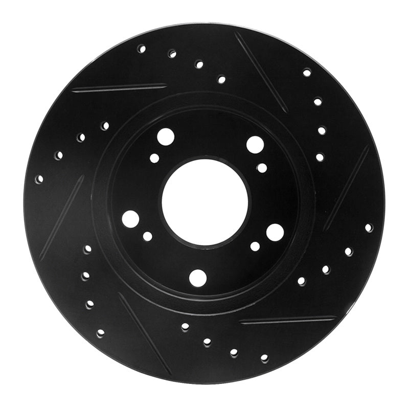R1 Concepts R1 02-15 Acura RSX Front Left Drilled & Slotted Black Brake Rotor