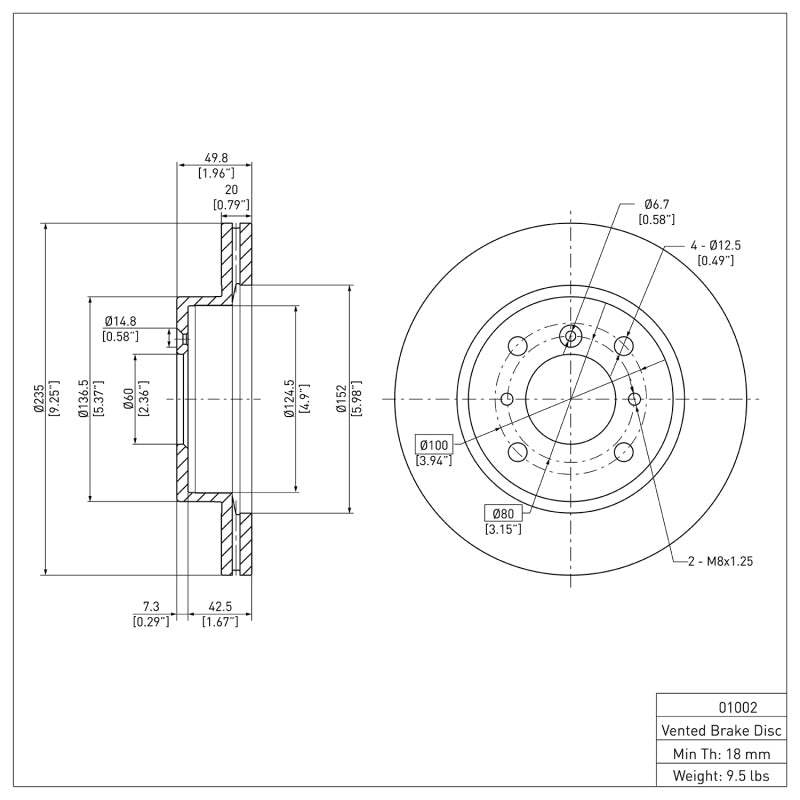 DFC 95-02 Suzuki Esteem Front Brake Rotor