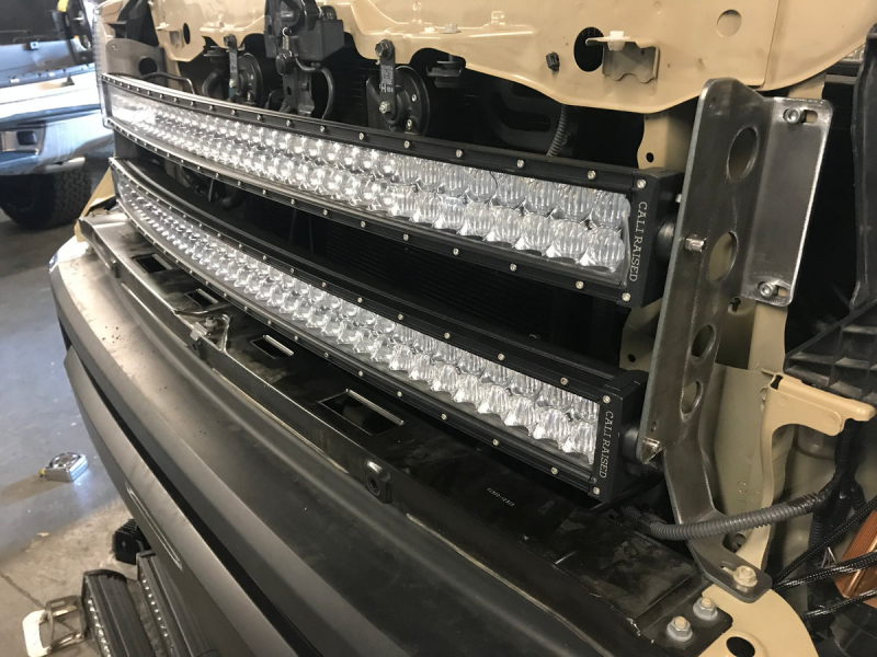 Cali Raised LED Cali Raised 14-21 Toyota Tundra 42 Hidden Grille Curved Led Light Bar Brackets Kit - Spot Beam/No S